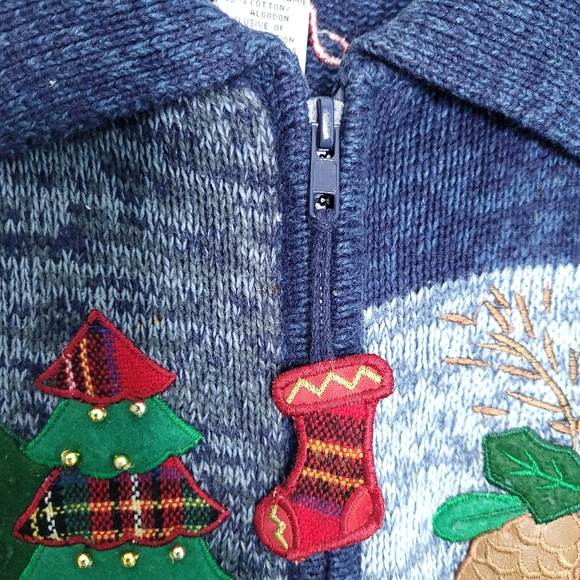 TIARA INTERNATIONAL Christmas Collection Women's Zip Front Cardigan MEDIUM - Picture 3 of 16